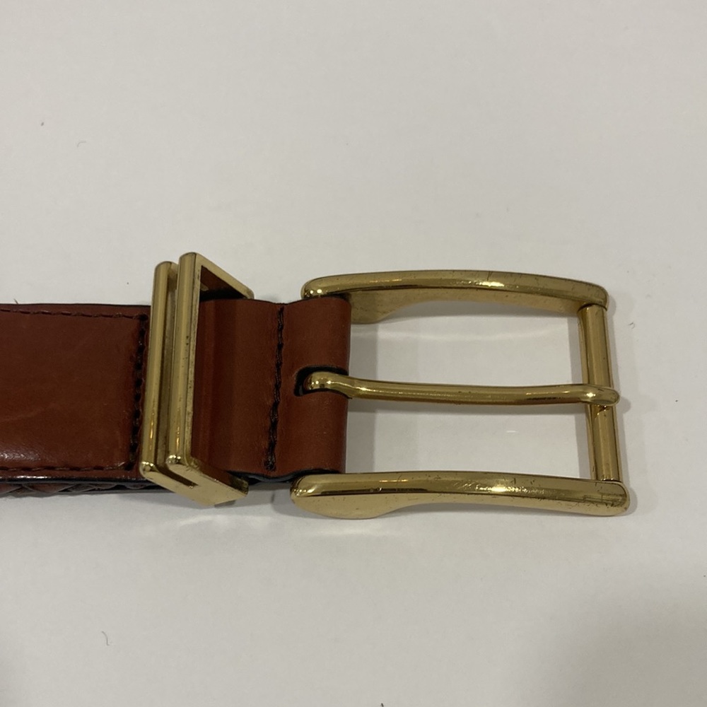 Cole Haan Men's Brown Leather Braided Belt Gold Buckle Size 38 - Picture 4 of 7